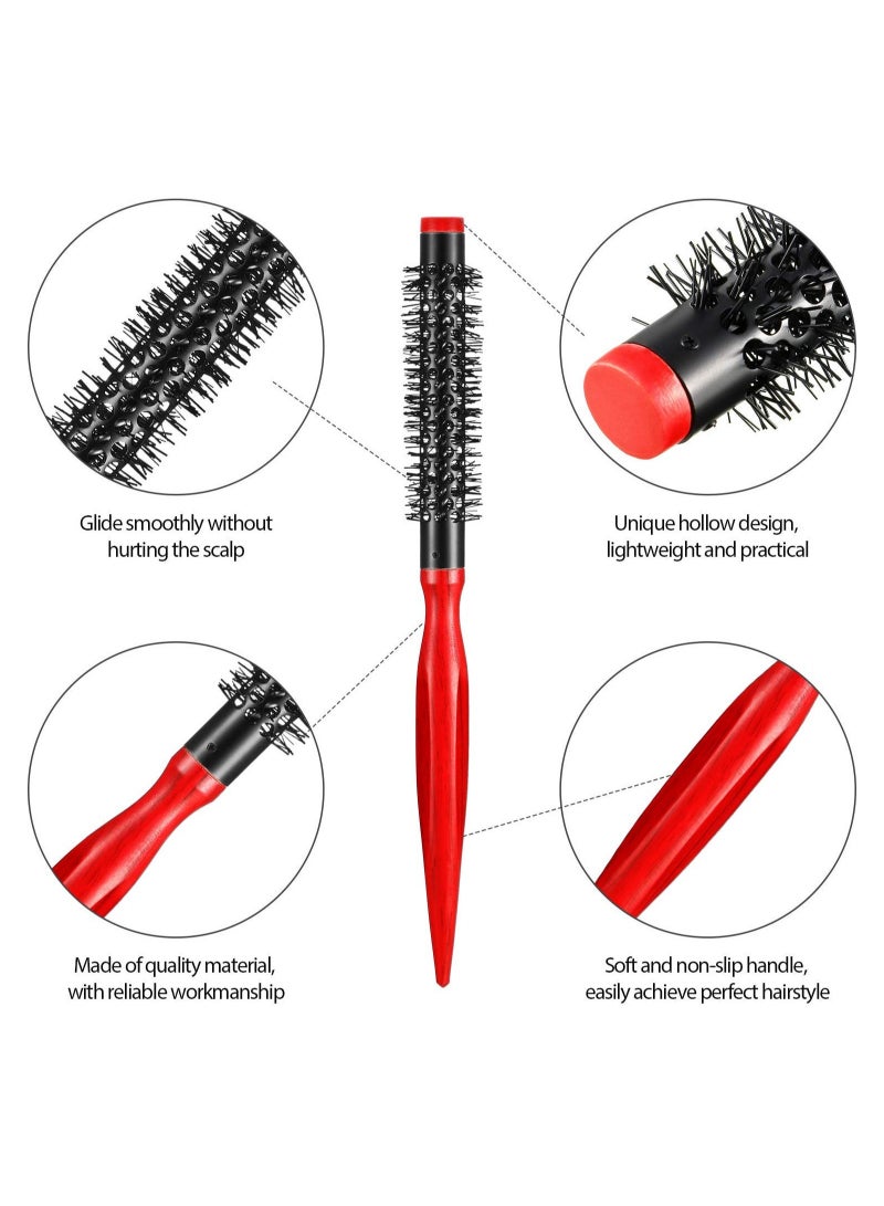 Excefore Mini Round Hair Brush, 4 Pcs Conical Handle Blowout Aluminum Nylon Hair Round Barrel Hair Brush with Nylon Pins, Best Roller Hairbrush for Blow Drying, Curling & Straightening - Image 4