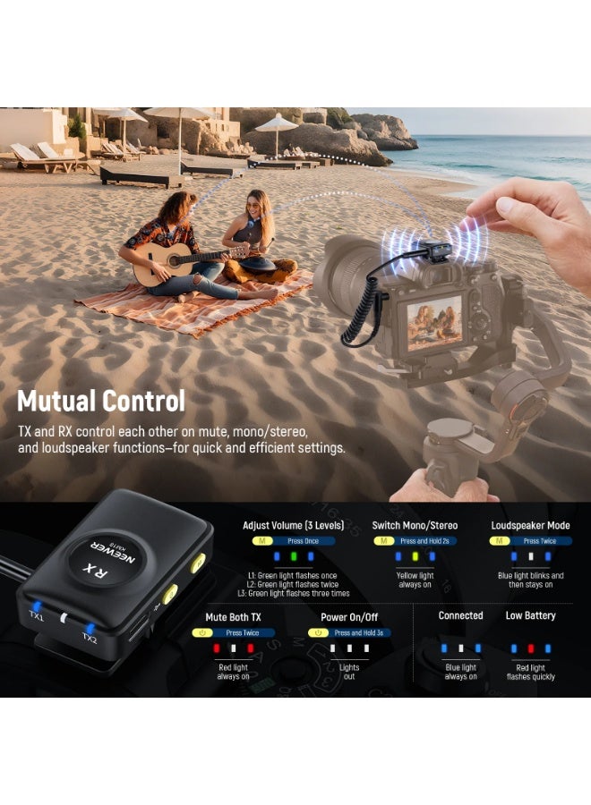 Neewer Wireless Lavalier Microphone with USB C Charging Case for Camera, Dual Transmitters & Receiver, 48kHz/24-bit Audio, Noise Cancellation, 150m Range, Portable Small Clip-On Mic for Vlogging, Streaming, Podcasting, YouTube/TikTok | Wireless Microphone with USB C Charging Case for Camera - Image 4