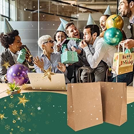 Hygiene Packaging Pack of 50 paper bags paper bags Kraft Paper Shopping Bags Paper Bags with Handles Gift Bags Brown Bags Return gift paper bags Brown 8 x 4 x 10 INCH - Image 2