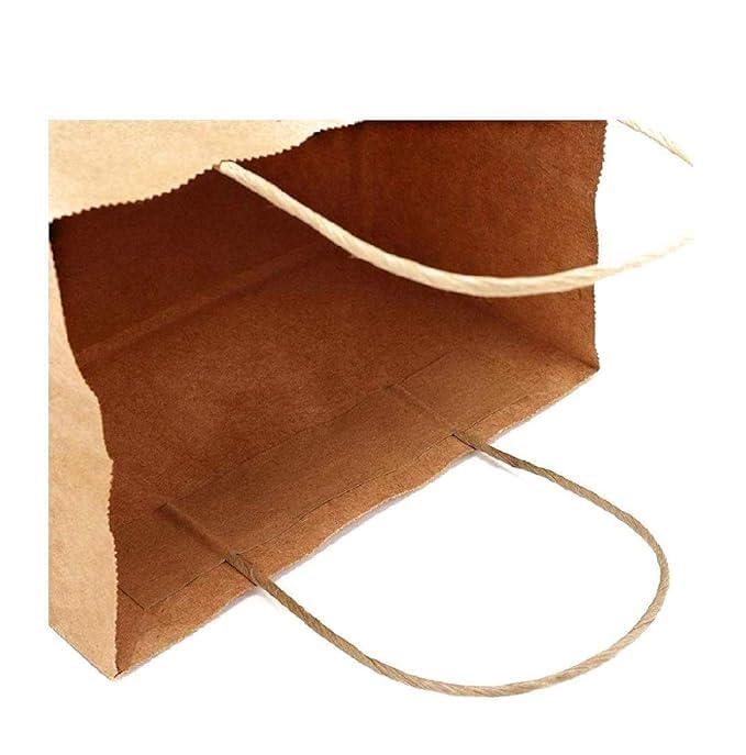 Hygiene Packaging Pack of 50 paper bags paper bags Kraft Paper Shopping Bags Paper Bags with Handles Gift Bags Brown Bags Return gift paper bags Brown 8 x 4 x 10 INCH - Image 3