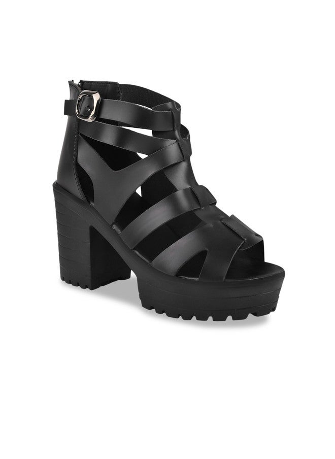 Shoetopia Girls Open Toe Platform Heels  With Buckle Detail - Image 2