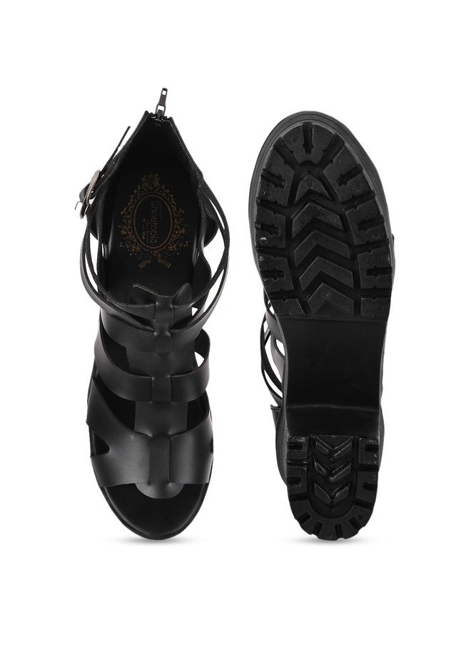 Shoetopia Girls Open Toe Platform Heels  With Buckle Detail - Image 5