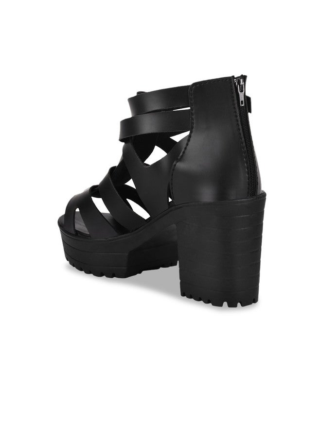 Shoetopia Girls Open Toe Platform Heels  With Buckle Detail - Image 3