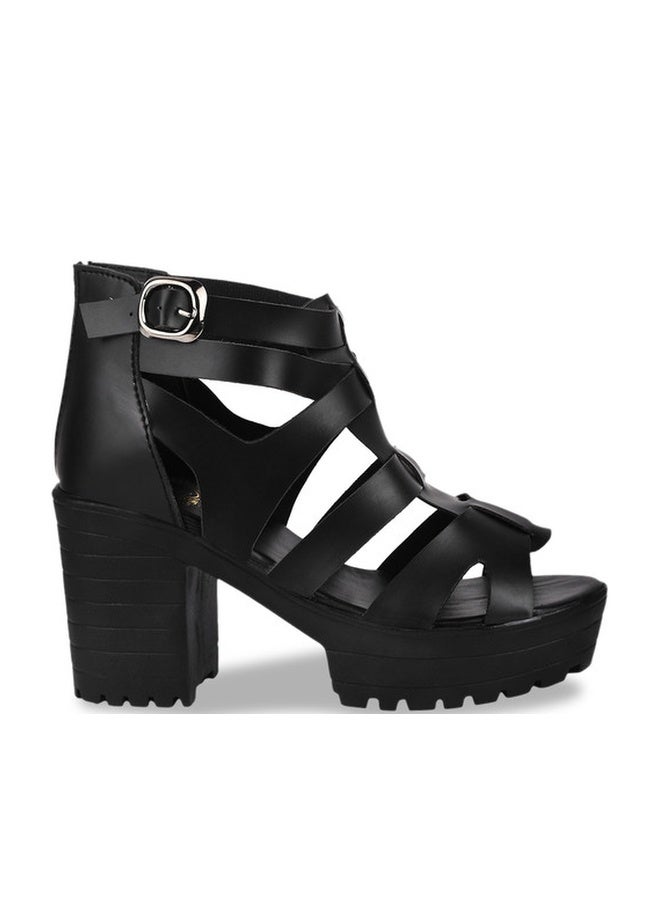 Shoetopia أحذية شوتوبيا للفتيات بكعب عالٍ مفتوح مع تفاصيل إبزيم - Image 1
