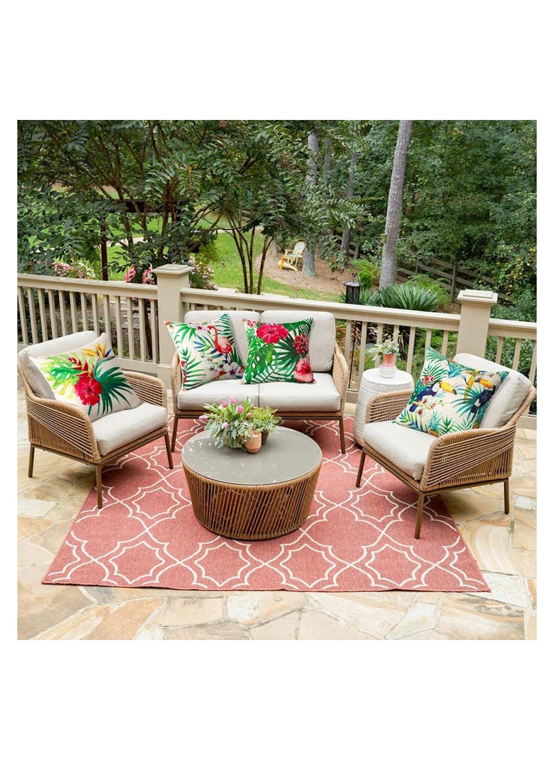 Generic - Set of 4 Waterproof Decorative Throw Pillow Covers for Outdoor and Indoor Use, Ideal for Patio, Garden, Living Room, and Sofa Decor, 18x18 Inches with Tropical Plants and Birds Design - Image 1