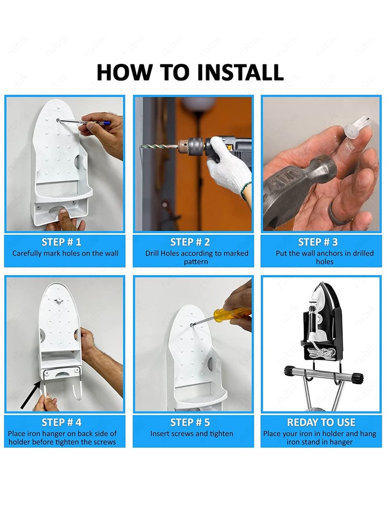 Rubik Iron Holder Wall Mounted with Optional Hooks Hanger Heat Resistant Storage Organizer Optional Hooks (Black) - Image 4