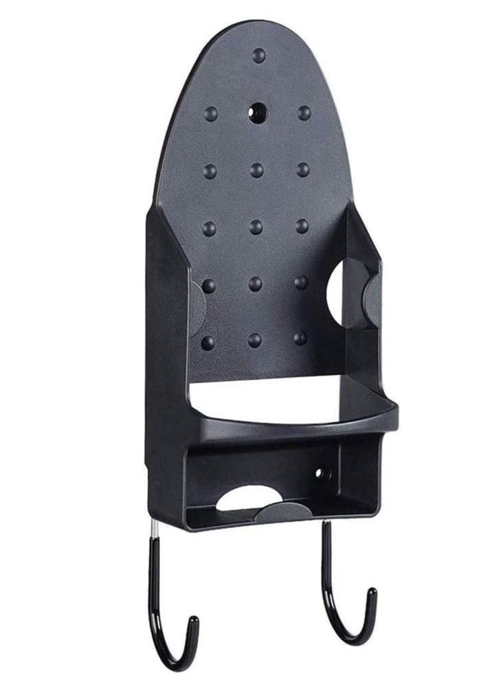 Rubik - Iron Holder Wall Mounted with Optional Hooks Hanger Heat Resistant Storage Organizer Optional Hooks (Black) - Image 1