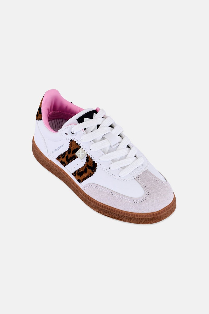 Xti Kids Girl Brand Logo Lace Up Training Shoes, White - Image 1