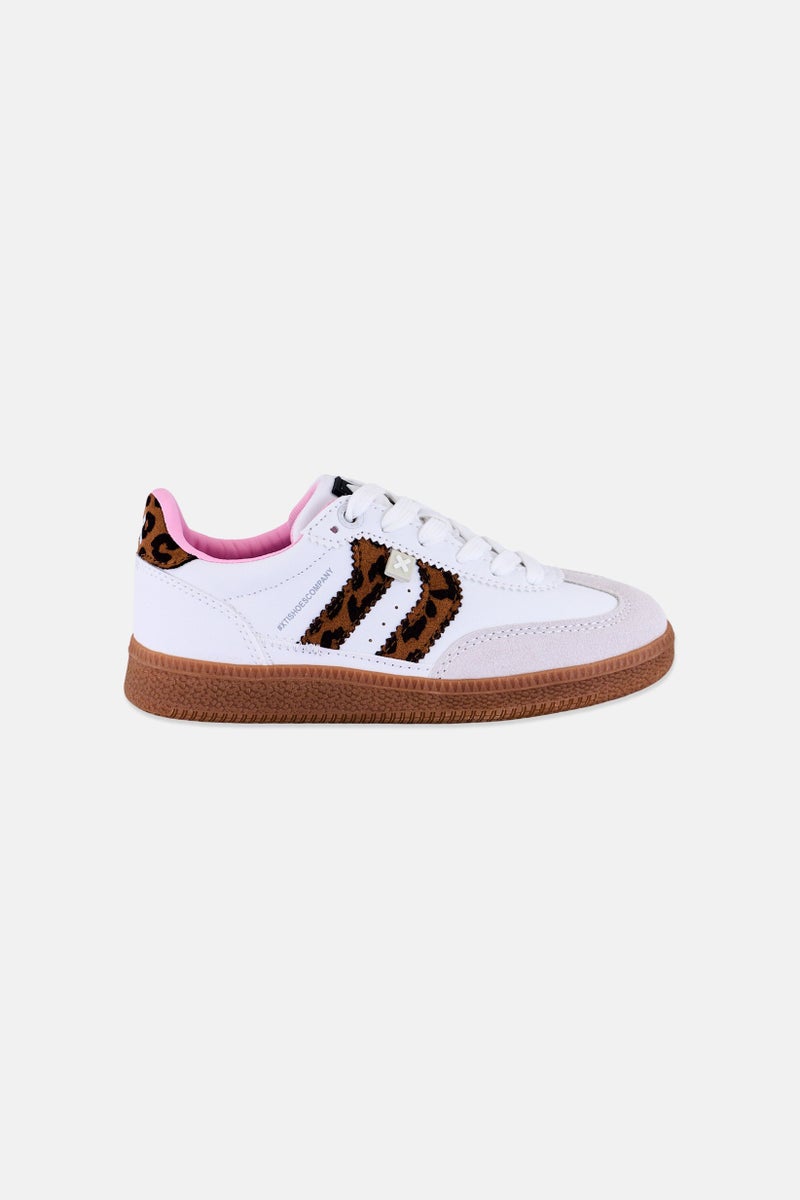 Xti Kids Girl Brand Logo Lace Up Training Shoes, White - Image 3