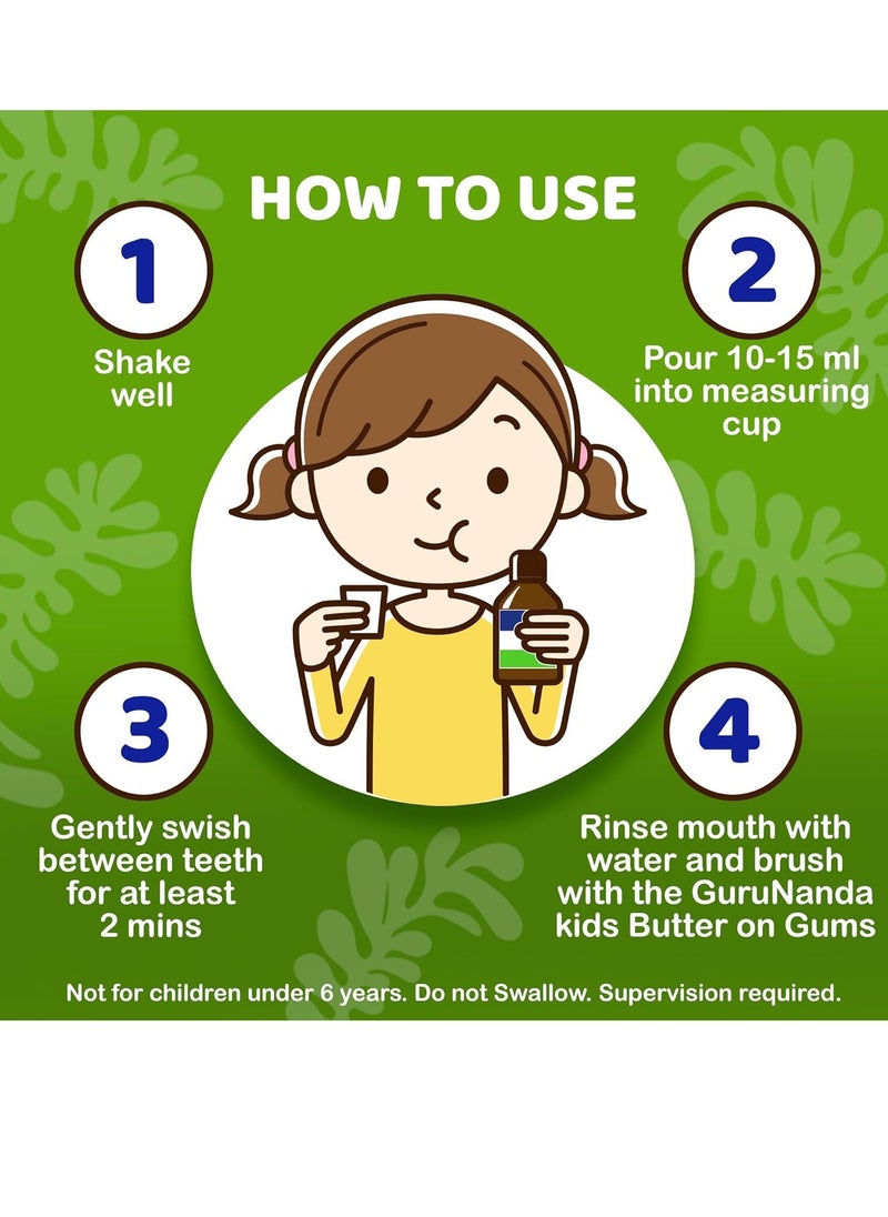 GuruNanda - GuruNanda Kids Oil Pulling, Alcohol-Free Mouthwash, Essential Oils & Vitamins for Fresh Breath & Happy Gums for Ages 6 & up, Natural Berry Lemon Rose, 8 Oz - Image 1