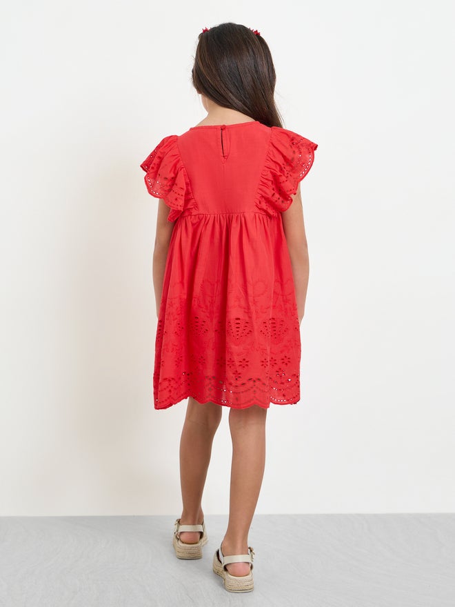 Styli Girls Red Schiffli A-Line Mini Dress - Image 4