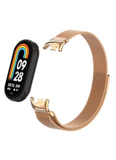 Milanese Loop Strap for Xiaomi Smart Band 8 - Stainless Steel Magnetic Adjustable Mesh Metal Watch Bands for Men and Women - Rose Gold