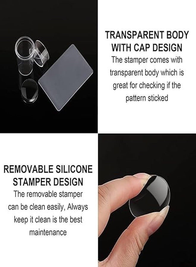 Roxbury Nail Art Tools French Tip Nail Stamp Scrapers and Replaceable Stamper Heads Transparent Manicure Tools Professional Jelly Silicone Nail Stamper Nail Art for Girl's - Image 3