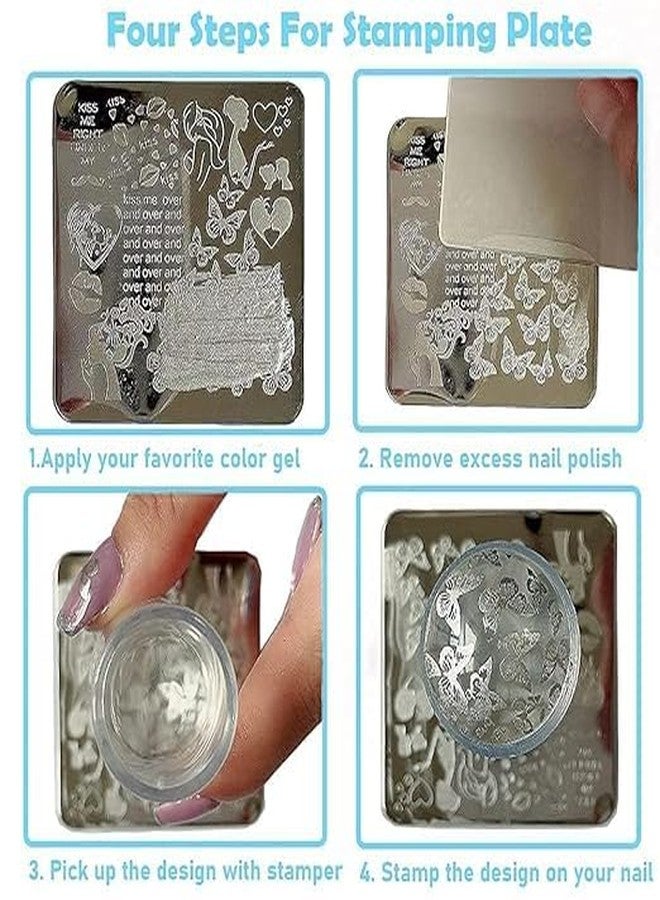 Roxbury Nail Art Tools French Tip Nail Stamp Scrapers and Replaceable Stamper Heads Transparent Manicure Tools Professional Jelly Silicone Nail Stamper Nail Art for Girl's - Image 2
