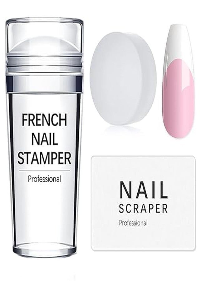 Roxbury Nail Art Tools French Tip Nail Stamp Scrapers and Replaceable Stamper Heads Transparent Manicure Tools Professional Jelly Silicone Nail Stamper Nail Art for Girl's - Image 1