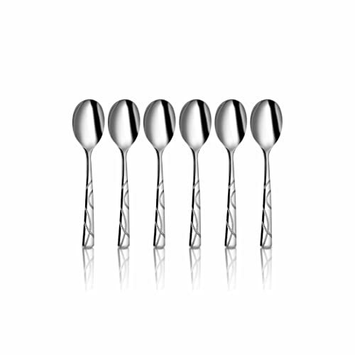 Shri & Sam Stainless Steel GSW Dotted Coffee Spoon, 6 Pieces - Image 1
