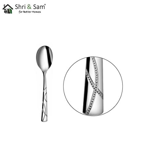 Shri & Sam Stainless Steel GSW Dotted Coffee Spoon, 6 Pieces - Image 3