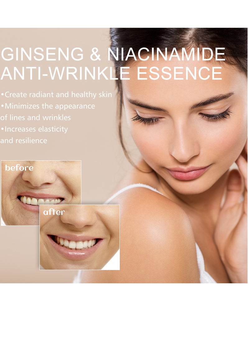 EELHOE Ginseng And Niacinamide Anti-Wrinkle Essence, Ginseng Anti Ageing Serum For Women, Fade The Eyes Of Fine Lines And Lines, Tighten The Face, Moisturize The Skin Essence 100ml - Image 2
