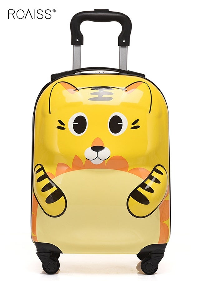 roaiss Unisex Cartoon Children's Suitcase 18-inch Luggage Features Cute 3D Tiger Animal Design, 360° Spinner Wheels Lightweight and Durable Construction for Student Travel, School Trips and Family Vacations