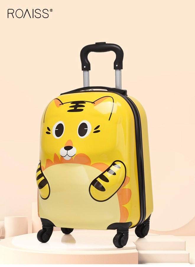 رويس Unisex Kids 18-Inch Luggage Children's Yellow Cartoon Suitcase Features Cute 3D Tiger Animal Design, 360° Spinner Wheels Lightweight and Durable Construction for Student Travel, School Trips and Family Vacations - Image 2