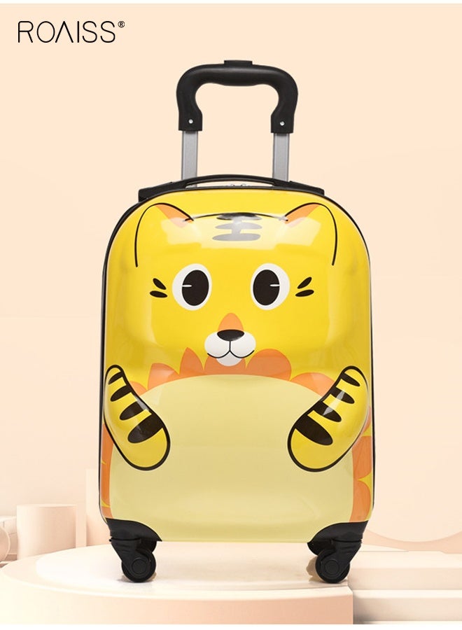 رويس Unisex Kids 18-Inch Luggage Children's Yellow Cartoon Suitcase Features Cute 3D Tiger Animal Design, 360° Spinner Wheels Lightweight and Durable Construction for Student Travel, School Trips and Family Vacations - Image 4