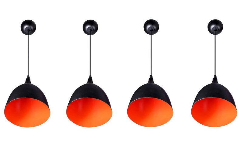 Whiteray Traditional Round Black Aluminum Metallic Decorative Hanging Lights Set Pendant Ceiling Light Classic lamp for Kitchen Dining Living room Bedroom Bathroom ((6" Shade (Pack of 4) Without Bulb) - Image 4
