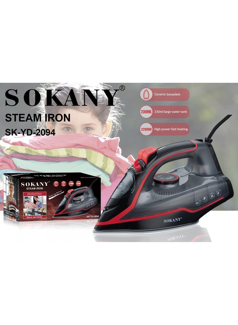 sokany Sokany Sk-Yd-2094 Steam Iron 230Ml Capacity Water Tank - red - Image 1
