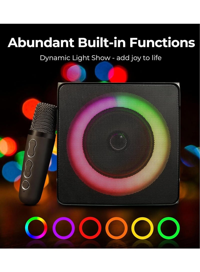Machine with 2 Wireless Microphone, Bluetooth Portable Karaoke Speaker for Kids Adults, Party Karaoke Speaker with Led Light, Supports TF USB AUX BT Karaoke for Christmas Birthday Gift - Image 4