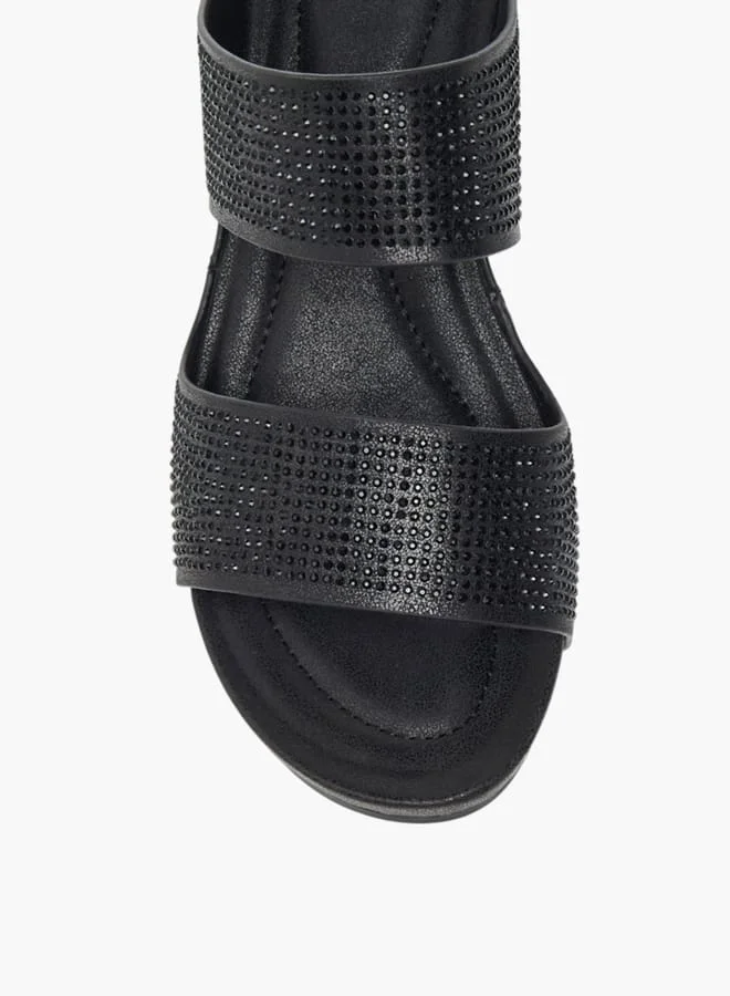 Flora Bella By Shoexpress Womens Embellished Slip-On Sandals With Wedge Heels
