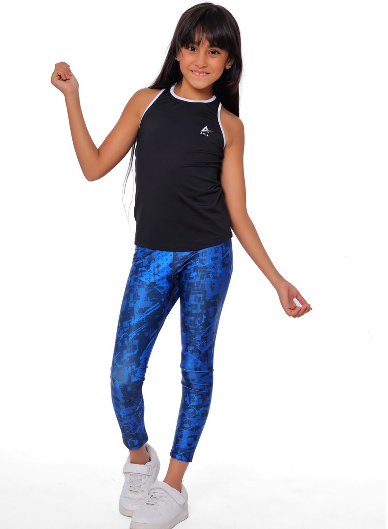 ANJA Girls' Blue Seamless Leggings – Sculpt Design - Image 1