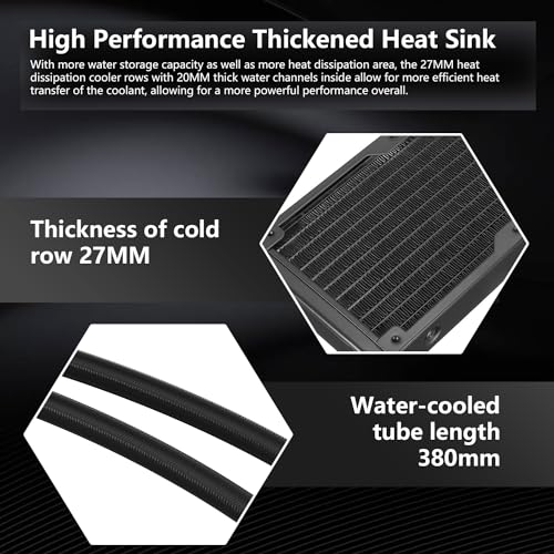 SAMA SM360 Black Adjustable Liquid Cooler LCD Display Screen with 3x120mm Addressable ARGB PWM Silent Fan 360mm AIO Radiator - Image 4