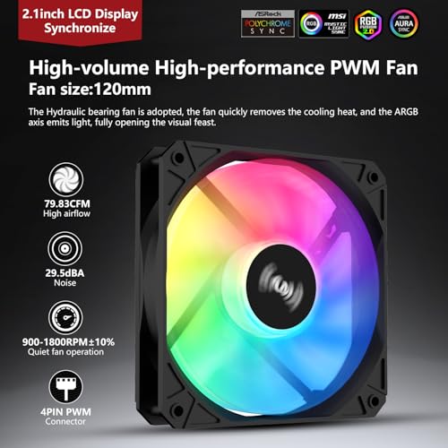 SAMA SM360 Black Adjustable Liquid Cooler LCD Display Screen with 3x120mm Addressable ARGB PWM Silent Fan 360mm AIO Radiator - Image 3