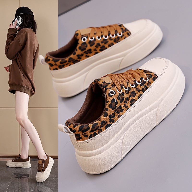 Women's Leopard Print Low Top Sneakers - Image 1
