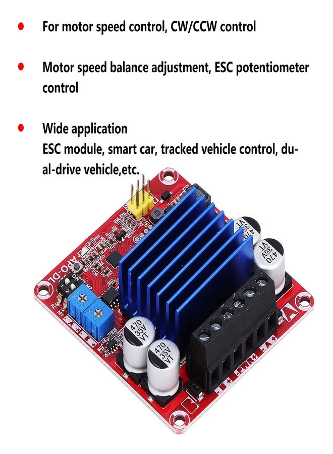 Walfront Motor Drive Board Fiberglass Dual‑Channel ESC Control Module Electronic Accessory DC 7‑24V APO‑DL for Model ESC/Smart car/Motor Speed/Commutation Control - Image 3