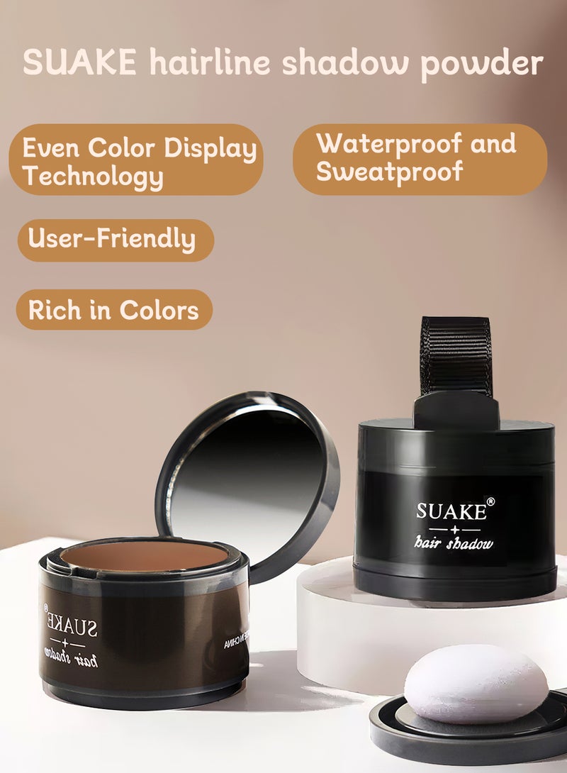SUAKE Hair Shadow Powder with Puff Touch Instantly Natural Magical Quick Cover Hairline Powder Hair Root Dye Hair Root Concealer for Thinning Hair to Beautify Forehead Curves 4G Brown - Image 4