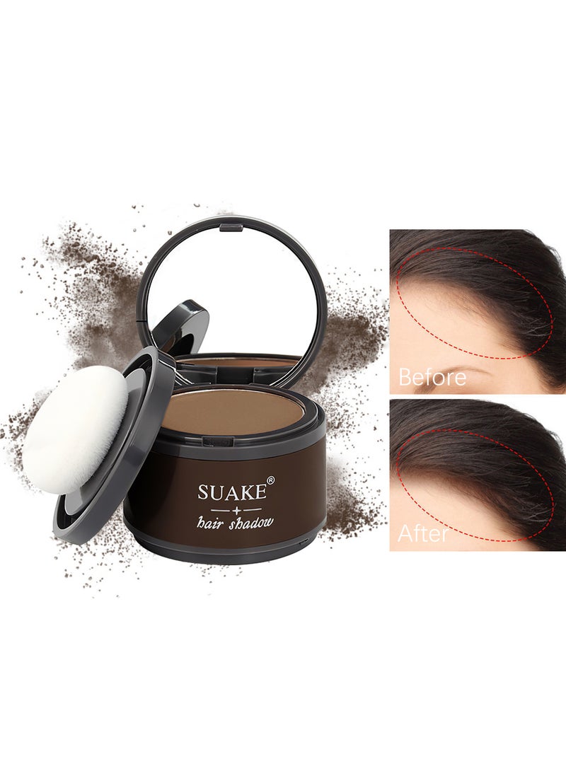 SUAKE Hair Shadow Powder with Puff Touch Instantly Natural Magical Quick Cover Hairline Powder Hair Root Dye Hair Root Concealer for Thinning Hair to Beautify Forehead Curves 4G Brown - Image 2