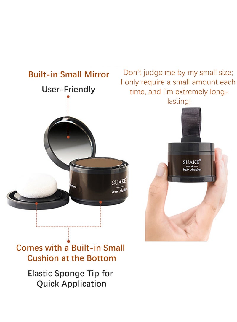 SUAKE Hair Shadow Powder with Puff Touch Instantly Natural Magical Quick Cover Hairline Powder Hair Root Dye Hair Root Concealer for Thinning Hair to Beautify Forehead Curves 4G Brown - Image 5
