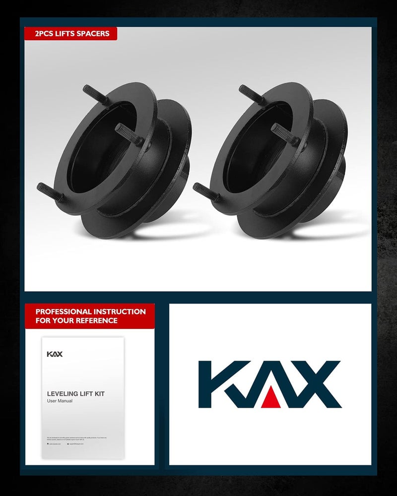 KAX مجموعة رفع مستوى أمامية KAX 2" لسيارات 4WD دودج رام 1500 1994-2001 | رام 2500 1994-2013 | رام 3500 1994-2012، فواصل هيكل صلبة من الصلب 2 إنش لسيارات 4x4 BR/BE/DR/DH/DS/DJ بيك أب - Image 3