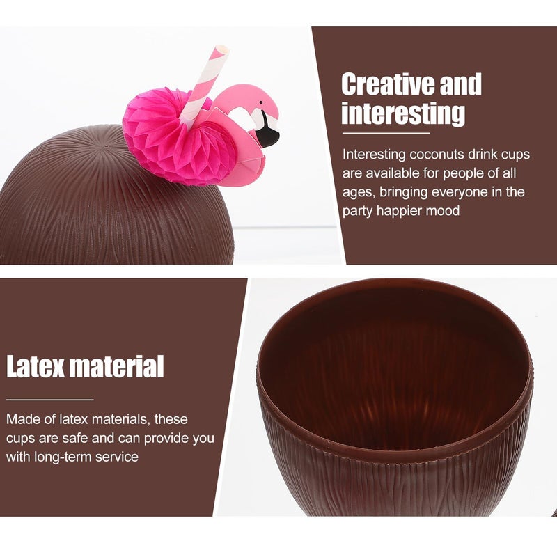 2pcs Latex Coco Drink Cups Straws Hawaiian Luau Party Tableware Beach Festival Celebration Random Colors - Image 4