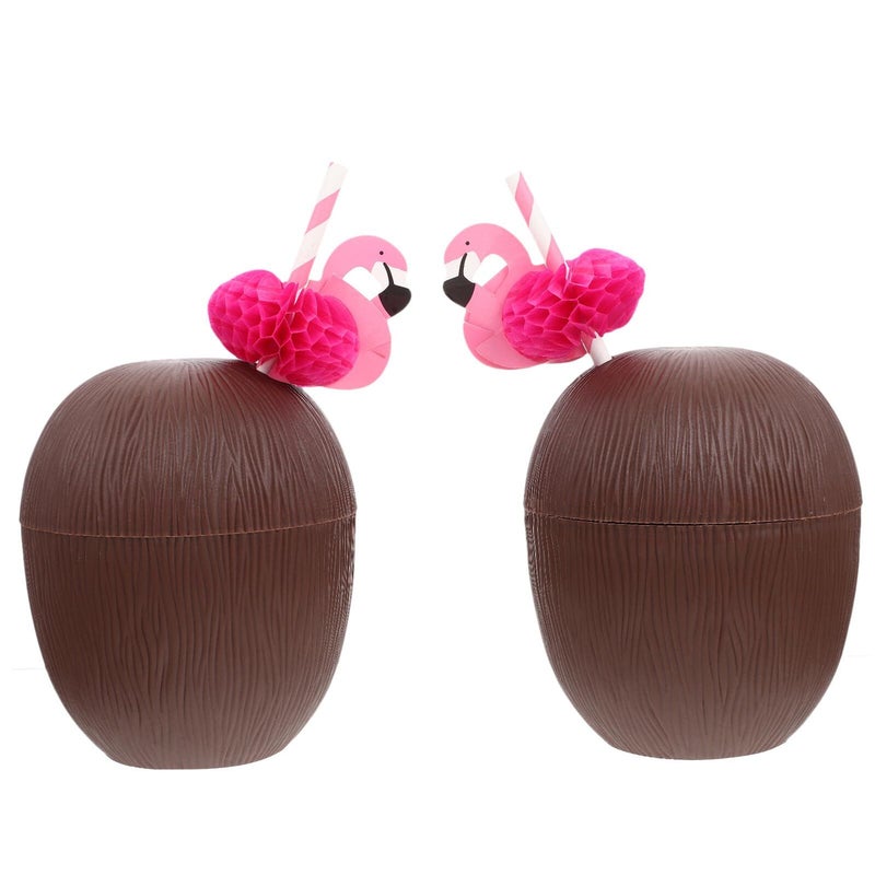 2pcs Latex Coco Drink Cups Straws Hawaiian Luau Party Tableware Beach Festival Celebration Random Colors - Image 2
