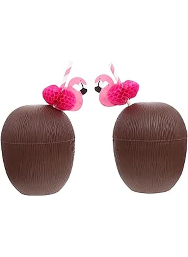 2pcs Latex Coco Drink Cups Straws Hawaiian Luau Party Tableware Beach Festival Celebration Random Colors - Image 1