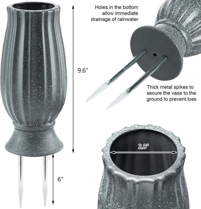 Bocola Cemetery Vase with Metal Spike -Headstones Flower Holder with Drainage Hole for Artificial Flowers- Grave Decorations Memorials Sympathy for Loss of Loved Ones - Image 3
