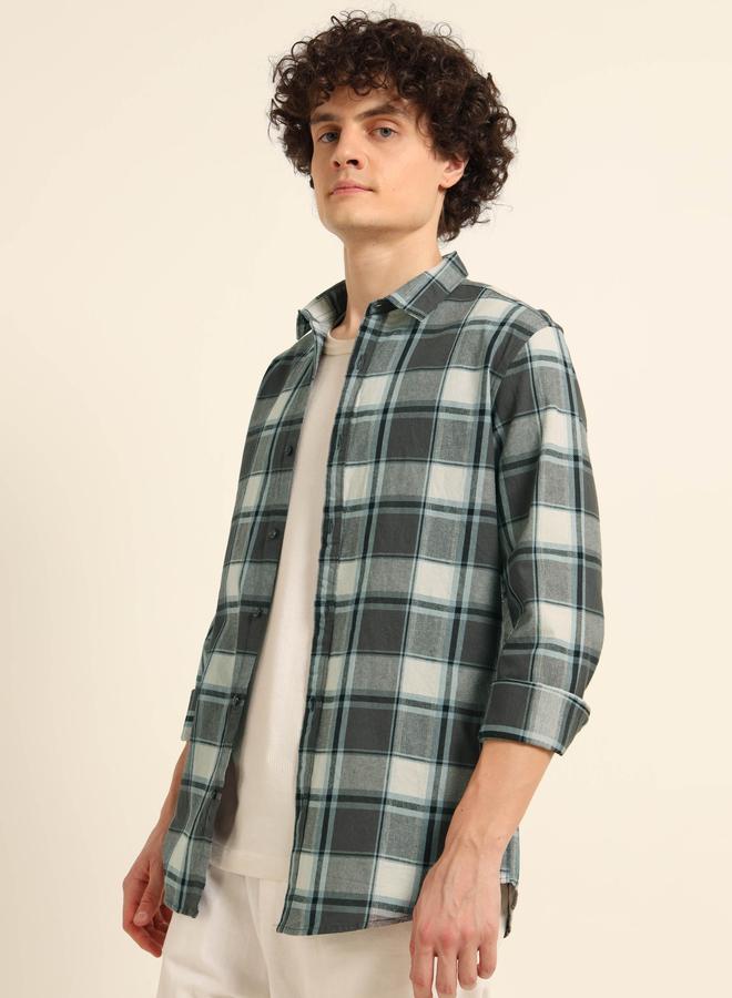 بوشيرت قميص فلانيل مطبع بنمط مربعات - Image 2