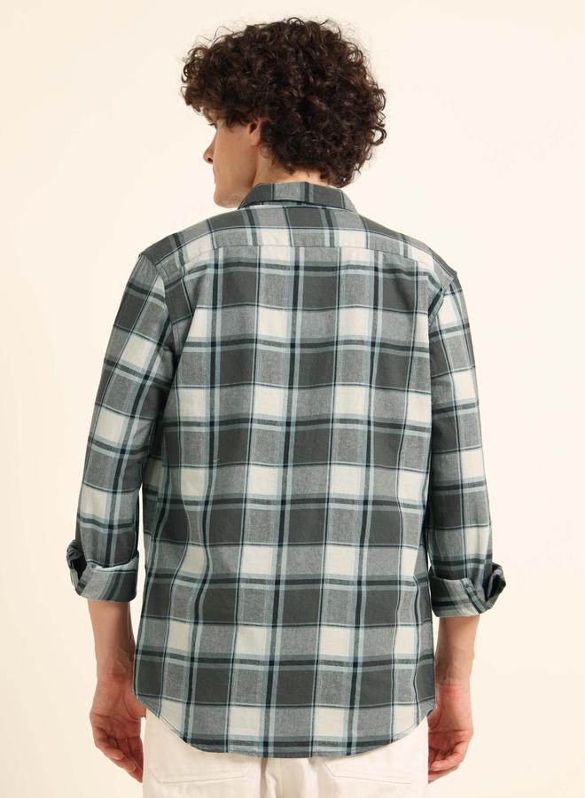 بوشيرت قميص فلانيل مطبع بنمط مربعات - Image 3