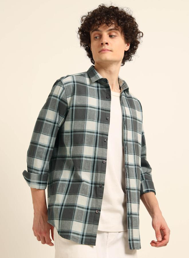 بوشيرت قميص فلانيل مطبع بنمط مربعات - Image 5