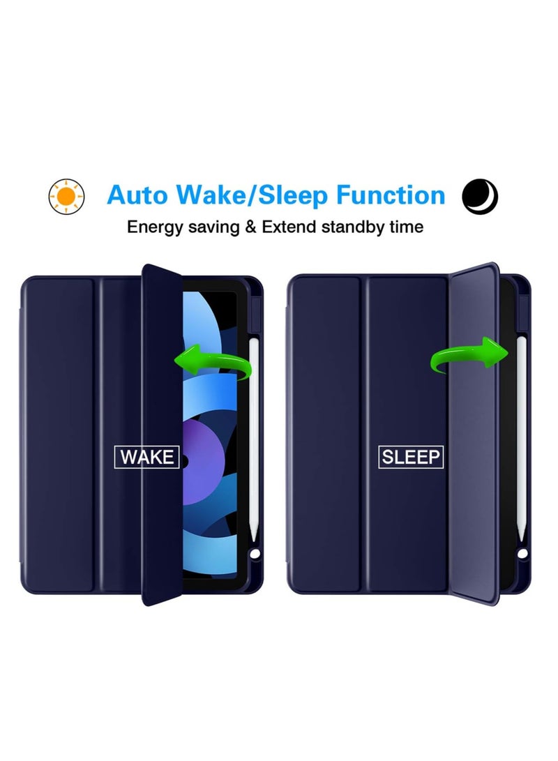 Case Compatible with iPad 9th/8th/7th Generation Case, Premium PU Leather + Soft TPU Back Case with Pencil Holder, Auto Sleep/Wake 10.2-10.5 Inch iPad Case Cover 2021/2020/2019 - Dark Blue - Image 1