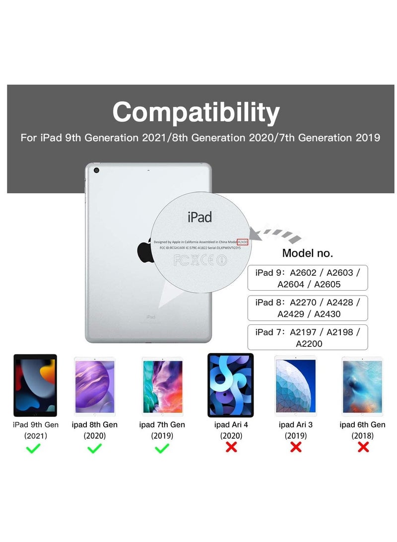 Case Compatible with iPad 9th/8th/7th Generation Case, Premium PU Leather + Soft TPU Back Case with Pencil Holder, Auto Sleep/Wake 10.2-10.5 Inch iPad Case Cover 2021/2020/2019 - Dark Blue - Image 4