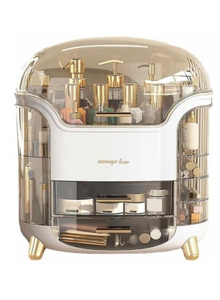 Makeup Storage Organizer, Large Skincare Organizers Cosmetic Display Case with Lid,Lipstick Organizer and Transparent Cover, Makeup Box for Bedroom Vanity Desk Countertop Bathroom