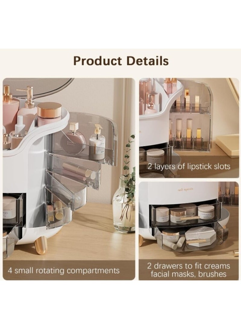 Makeup Storage Organizer, Large Skincare Organizers Cosmetic Display Case with Lid,Lipstick Organizer and Transparent Cover, Makeup Box for Bedroom Vanity Desk Countertop Bathroom - Image 4