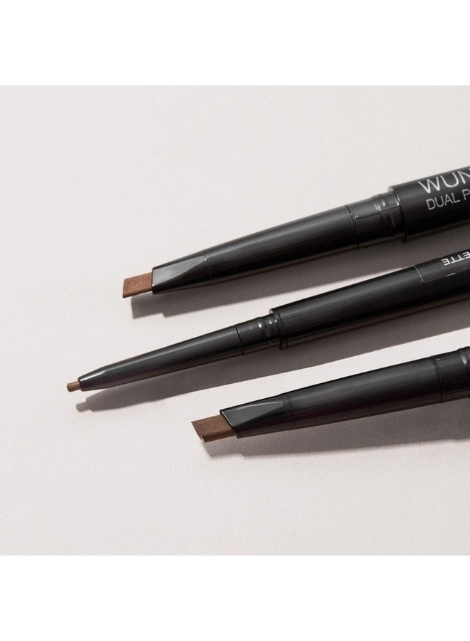 وندر برو قلم تحديد الحواجب Wunderbrow ثنائي الدقة، قلم تحديد الحواجب بطرف مائل وطرف رفيع للغاية، قلم تحديد الحواجب ثنائي الدقة، مكياج الحواجب، لون أسود/بني - Image 3